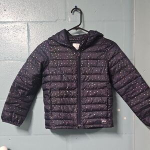 NEW GAP Kids Dark Blue Hooded Puffer with Multicolor Hearts